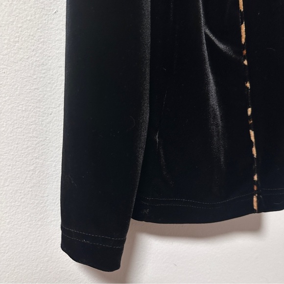 Coldwater Creek Black Velour Track Jacket Cheetah Print Trim Women’s Size Medium - Picture 9 of 11